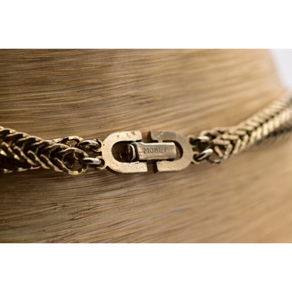 Monet Vintage Choker Chain Necklace Bow Gold Tone Thick Chunky Signed 60s BinBQ - Picture 11 of 12